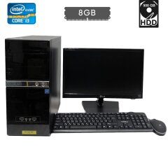 Комплект ПК: MSI Tower / Intel Core i3-3240 (2 (4) ядра по 3.4 GHz) / 8 GB DDR3 / 500 GB HDD / Intel HD Graphics 2500 + Монитор LG Flatron E1942 / 18.5" (1366x768) TN / VGA + мышка с клавиатурой и кабели