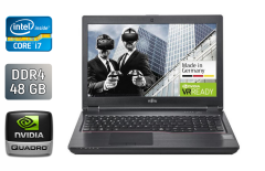Мобільна робоча станція Fujitsu Celsius H780 / 15.6" (1920x1080) IPS / Intel Core i7-8750H (6 (12) ядер по 2.2 - 4.1 GHz) / 48 GB DDR4 / 512 GB SSD + 512 GB SSD / nVidia Quadro P600, 4 GB GDDR5, 128-bit / WebCam / HDMI / Windows 10
