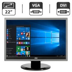 Монитор Б-класс AOC 2219P2 / 22" (1680x1050) TN / VGA, DVI / Встроенные колонки 2x 1W / VESA 100x100 + Кабели (VGA и питания) в комплекте