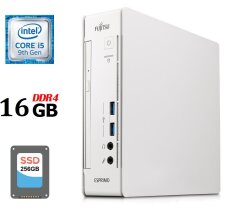 Неттоп Fujitsu Esprimo Q558 USFF / Intel Core i5-9400T (6 ядер по 1.8 - 3.4 GHz) / 16 GB DDR4 / 256 GB SSD / Intel UHD Graphics 630 / DVD-ROM / DisplayPort / Блок питания в комплекте