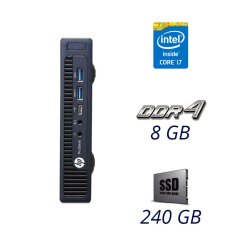 Неттоп HP EliteDesk 800 G2 Desktop Mini / Intel Core i7-6700 (4 (8) ядра по 3.4 - 4.0 GHz) / 8 GB DDR4 / 240 GB SSD / Intel HD Graphics 530