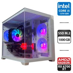 Збірка під замовлення: ігровий ПК Gamdias Aura GC10M ARGB White Tower / Intel Core i5-12400F (6 (12) ядер по 2.5 - 4.4 GHz) / 16 GB DDR4 / 1000 GB SSD M.2 / AMD Radeon RX 6700 XT, 12 GB GDDR6, 192-bit / 650W