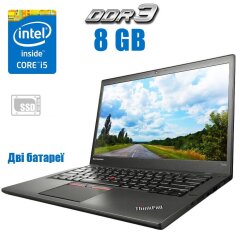 Ультрабук Lenovo Thinkpad T450s / 14" (1600x900) TN / Intel Core i5-5300U (2 (4) ядра по 2.3 - 2.9 GHz) / 8 GB DDR3 / 128 GB SSD + 16 GB SSD M.2 / Intel HD Graphics 5500 / Дві батареї