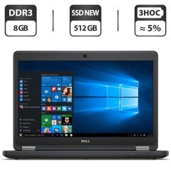Ноутбук Dell Latitude E5450 / 14" (1366x768) TN / Intel Core i5-5300U (2 (4) ядра по 2.3 - 2.9 GHz) / 8 GB DDR3 / 512 GB SSD NEW / Intel HD Graphics 5500 / WebCam / HDMI / Windows 10 Pro