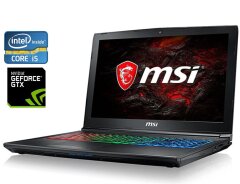 Ігровий ноутбук Б-клас MSI GP62 7RD Leopard / 15.6" (1920x1080) TN / Intel Core i5-7300HQ (4 ядра по 2.5 - 3.5 GHz) / 16 GB DDR4 / 128 GB SSD + 1000 GB HDD / nVidia GeForce GTX 1050, 2 GB GDDR5, 128-bit / WebCam
