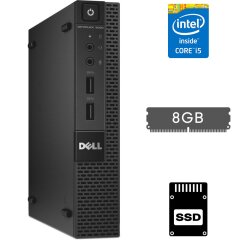 Неттоп Dell OptiPlex 3020M Micro D08U USFF / Intel Core i5-4570T (2 (4) ядра по 2.9 - 3.6 GHz) / 8 GB DDR3 / 120 GB SSD / Intel HD Graphics 4600 / DisplayPort / Wi-Fi + Блок питания