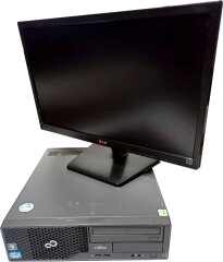 Комплект ПК Б-класс: Fujitsu Esprimo E500 E85+ SFF / Intel Core i3-2100 (2 (4) ядра по 3.1 GHz) / 8 GB DDR3 / 160 GB HDD / Intel HD Graphics 2000 + Монитор LG 22EN33S-B / 22" (1920x1080) TN / 1x VGA / VESA 75x75