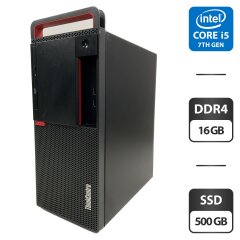 Компьютер Lenovo ThinkCentre M910T Tower / Intel Core i5-7500 (4 ядра по 3.4 - 3.8 GHz) / 16 GB DDR4 / 500 GB SSD / Intel HD Graphics 630 / Wi-Fi / DVD-ROM / Windows 11 Pro