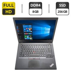 Ноутбук Б-класс Lenovo ThinkPad T470 / 14" (1920x1080) IPS / Intel Core i5-7200U (2 (4) ядра по 2.5 - 3.1 GHz) / 8 GB DDR4 / 256 GB SSD / Intel HD Graphics 620 / WebCam