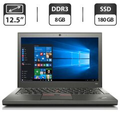 Нетбук Б-клас Lenovo ThinkPad X250 / 12.5" (1366x768) TN / Intel Core i5-5300U (2 (4) ядра по 2.3 - 2.9 GHz) / 8 GB DDR3 / 180 GB SSD / Intel HD Graphics 5500 / WebCam