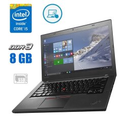Ноутбук Б-клас Lenovo ThinkPad T460 / 14" (1920x1080) IPS Touch / Intel Core i5-6300U (2 (4) ядра по 2.4 - 3.0 GHz) / 8 GB DDR3 / 120 GB SSD / Intel HD Graphics 520 / WebCam / Два АКБ