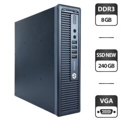 Неттоп HP EliteDesk 800 G1 USFF / Intel Core i3-4130 (2 (4) ядра по 3.4 GHz) / 8 GB DDR3 / 240 GB SSD NEW / Intel HD Graphics 4400 / VGA