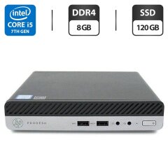 Неттоп HP ProDesk 400 G3 Mini PC USFF / Intel Core i5-7500T (4 ядра по 2.7 - 3.3 GHz) / 8 GB DDR4 / 120 GB SSD / Intel HD Graphics 630 / Windows 11 Pro / Блок питания