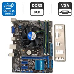 Комплект: материнская плата Asus P8H61-M LX3 Plus R2.0 / Intel Core i5-2400 (4 ядра по 3.1 - 3.4 GHz) / 8 GB DDR3 / Intel HD Graphics 2000 / Socket LGA1155 / Кулер BOX