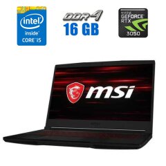 Игровой ноутбук MSI GF63 Thin 10UC-675NEU / 15.6" (1920x1080) IPS / Intel Core i5-10300H (4 (8) ядра по 2.5 - 4.5 GHz) / 16 GB DDR4 / 580 GB SSD / nVidia GeForce RTX 3050, 4 GB GDDR6, 128-bit / WebCam / Windows 10