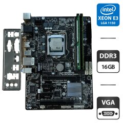 Комплект: Материнская плата Gigabyte GA-B85M-HD3G / Intel Xeon E3-1270 v3 (4 (8) ядра по 3.5 - 3.9 GHz) / 16 GB DDR3 / Socket LGA 1150 / Задняя заглушка