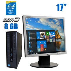 Комплект ПК: HP ProDesk 600 G1 SFF / Intel Core i5-4430 (4 ядра по 3.0 - 3.2 GHz) / 8 GB DDR3 / 240 GB SSD / Intel HD Graphics 4600 + Монитор LG Flatron L1750SQ / 17" (1280x1024) TN / VGA + Клавиатура и мышь 