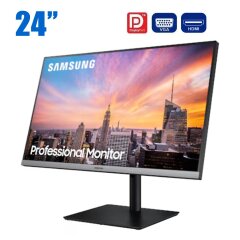Монитор Samsung S24R652FDU / 24" (1920x1080) IPS / HDMI, DisplayPort, VGA, USB 3.0, Audio / VESA 100x100 