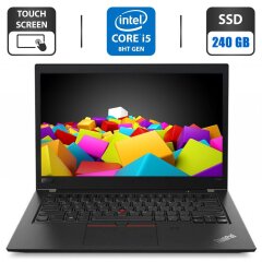 Ультрабук Lenovo ThinkPad T480s / 14" (1920x1080) IPS Touch / Intel Core i5-8350U (4 (8) ядра по 1.7 - 3.6 GHz) / 16 GB DDR4 / 240 GB SSD / Intel UHD Graphics 620 / WebCam