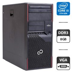 Компьютер Fujitsu Celsius W410 Tower / Intel Core i5-2400 (4 ядра по 3.1 - 3.4 GHz) / 8 GB DDR3 / 500 GB HDD / Intel HD Graphics 2000 / DVD-ROM / VGA