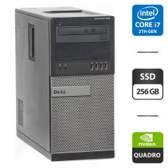 Компьютер Dell OptiPlex 990 Tower / Intel Core i7-2600K (4 (8) ядра по 3.4 - 3.8 GHz) / 16 GB DDR3 / 256 GB SSD / nVidia Quadro K620, 2 GB GDDR3, 128-bit / DVD-ROM