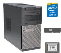 Компьютер Dell OptiPlex 3020 Tower / Intel Core i3-4130 (2 (4) ядра по 3.4 GHz) / 8 GB DDR3 / 240 GB SSD / Intel HD Graphics 4400 / 290W / DVD-RW / DisplayPort