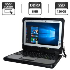 Защищенный нетбук-трансформер Б-класс Panasonic Toughbook CF-20 MK2 / 10.1" (1920x1200) IPS Touch / Intel Core i5-7Y57 (2 (4) ядра по 1.2 - 3.3 GHz) / 8 GB DDR3 / 120 GB SSD / Intel HD Graphics 615 / 2 MP + 8 MP / Windows 10 Pro + Стилус