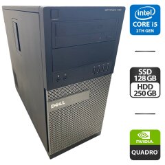 Компьютер Dell OptiPlex 790 Tower / Intel Core i5-2500K (4 ядра по 3.3 - 3.7 GHz) / 16 GB DDR3 / 128 GB SSD + 250 GB HDD / nVidia Quadro K600, 1 GB GDDR3, 128-bit / DVD-ROM