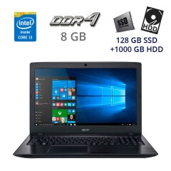 Игровой ноутбук Acer Aspire E5-575G-3138 / 15.6" (1366x768) TN LED / Intel Core i3-6006U (2 (4) ядра по 2.0 GHz) / 8 GB DDR4 / 128 GB SSD+1000 GB HDD / nVidia GeForce GTX 950M, 2 GB GDDR5, 128-bit / WebCam / DVD-RW