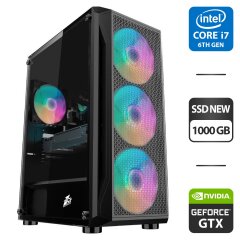 Игровой ПК 1stPlayer X5 Firebase Tower NEW / Intel Core i7-6700 (4 (8) ядра по 3.4 - 4.0 GHz) / 16 GB DDR4 / 1000 GB SSD NEW / nVidia GeForce GTX 1070, 8 GB GDDR5, 256-bit / HDMI + Кабели подключения