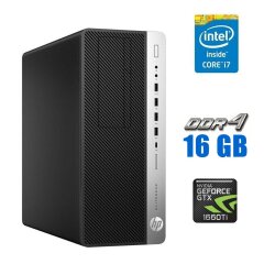Игровой ПК HP EliteDesk 800 G3 Tower / Intel Core i7-6700 (4 (8) ядра по 3.4 - 4.0 GHz) / 16 GB DDR4 / 240 GB SSD+1500 GB HDD / nVidia GeForce GTX 1660 Ti, 6 GB GDDR6, 192-bit