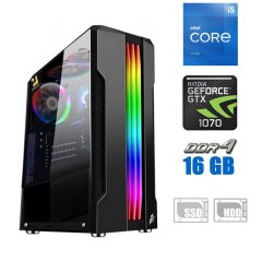Ігровий ПК / Intel Core i5-11400F (6 (12) ядер по 2.6 - 4.4 GHz) NEW / 16 GB DDR4 NEW / 120 GB SSD NEW + 500 GB HDD / nVidia GeForce GTX 1070, 8 GB GDDR5, 256-bit / 500W NEW