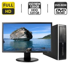 Комплект ПК: HP Compaq Elite 8200 SFF / Intel Core i5-2400 (4 ядра по 3.1 - 3.4 GHz) / 8 GB DDR3 / 120 GB SSD NEW + 320 GB HDD / Intel HD Graphics 2000 + Монитор Б-класс LG 24MB35PM-B / 24" (1920x1080) IPS / VGA / DVI / Колонки 2x 2W + Кабели в подарок