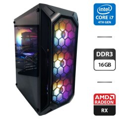 Компьютер 1stPlayer X6 Fire Base Tower / Intel Core i7-4790 (4 (8) ядра по 3.6 - 4.0 GHz) / 16 GB DDR3 / 512 GB SSD + 500 GB HDD / AMD Radeon RX 570, 8 GB GDDR5, 256-bit / 400W