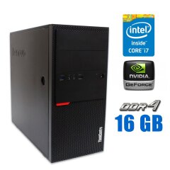 Комп'ютер Lenovo ThinkCentre M800 Tower / Intel Core i7-6700 (4 (8) ядра по 3.4 - 4.0 GHz) / 16 GB DDR4 / 480 GB SSD / nVidia GeForce GT 710, 1 GB DDR3, 64-bit / VGA