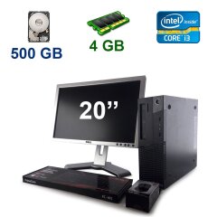Lenovo ThinkCentre M82 SFF / Intel Core i3-3220 (2 (4) ядра по 3.3 GHz) / 4 GB DDR3 / 500 GB HDD + Монитор HP LA2006x / 20" (1600x900) TFT TN LED / DVI, DP, VGA, USB-Hub