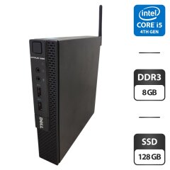 Неттоп Dell OptiPlex 9020 Micro USFF / Intel Core i5-4590T (4 ядра по 2.0 - 3.0 GHz) / 8 GB DDR3 / 128 GB SSD / Intel HD Graphics 4600 / Wi-Fi + Блок питания