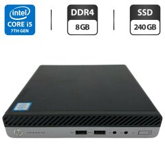 Неттоп HP ProDesk 400 G3 Mini PC USFF / Intel Core i5-7500T (4 ядра по 2.7 - 3.3 GHz) / 8 GB DDR4 / 240 GB SSD / Intel HD Graphics 630 / Windows 11 Pro / Блок питания