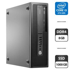 Компьютер Б-класс HP EliteDesk 800 G2 SFF / Intel Core i5-6500 (4 ядра по 3.2 - 3.6 GHz) / 8 GB DDR4 / 1000 GB SSD / Intel HD Graphics 530 / DVD-ROM / Windows 11 Pro