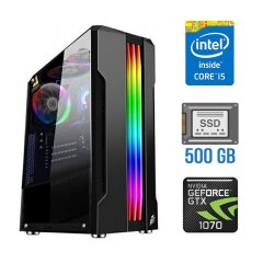 Ігровий ПК Tower / Intel Core i5-4460 (4 ядра по 3.2 - 3.4 GHz) / 8 GB DDR3 / 500 GB SSD / nVidia GeForce GTX 1070, 8 GB GDDR5, 256-bit / 500W