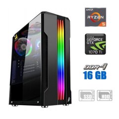 Игровой ПК / AMD Ryzen 5 4500 (6 (12) ядер по 3.6 - 4.1 GHz) / 16 GB DDR4 / 120 GB SSD + 500 GB HDD / nVidia GeForce GTX 1070 Ti, 8 GB GDDR5, 256-bit / 650W