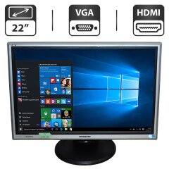 Монитор Б-класс Hanns.G HE216D / 22" (1680x1050) TN / VGA, HDMI / Встроенные колонки 2x 2W / VESA 100x100 + Кабели подключения