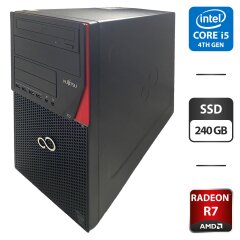 Комп'ютер Fujitsu Esprimo P720 E90 Tower / Intel Core i5-4590 (4 ядра по 3.3 - 3.7 GHz) / 8 GB DDR3 / 240 GB SSD / AMD Radeon R7 250, 2 GB GDDR3, 128-bit / DVD-ROM / DisplayPort