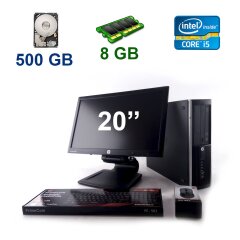 HP Compaq 8200 Elite SFF / Intel Core i5-2400 (4 ядра по 3.10 - 3.40 GHz) / 8 GB DDR3 / 500 GB HDD + Монитор HP LA2006x / 20" (1600x900) TFT TN LED / DVI, DP, VGA, USB-Hub