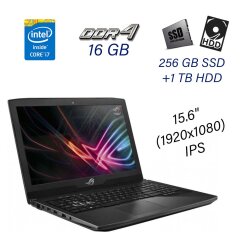 Игровой ноутбук Asus ROG Strix GL503V Black / 15.6" (1920х1080) IPS / Intel Core i7-7700HQ (4 (8) ядра по 2.8 - 3.8 GHz) / 16 GB DDR4 / 256 GB SSD+1 TB HDD / nVidia GeForce GTX 1060, 6 GB GDDR5, 192-bit / WebCam / USB 3.0