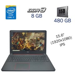 Игровой ноутбук Б класс Dell Inspiron 7559 / 15.6" (1920х1080) IPS / Intel Core i7-6700HQ (4 (8) ядра по 2.6 - 3.5 GHz) / 8 GB DDR3 / 480 GB SSD / nVidia GeForce GTX 960M, 4 GB GDDR5, 129-bit / WebCam