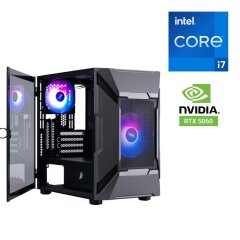 Игровой ПК 1stPlayer D3-A-BK-1F7-14-1F7 Black Tower / Intel Core i7-12700KF (12 (20) ядер по 2.7 - 5.0 GHz) / 32 GB DDR5 / 1000 GB SSD M.2 / nVidia GeForce RTX 5060, 8 GB GDDR7, 128-bit