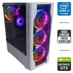 Игровой ПК 1stPlayer D4-4R1-WH Tower / Intel Core i7-4770K (4 (8) ядра по 3.5 - 3.9 GHz) / 16 GB DDR3 / 240 GB SSD + 1000 GB HDD / nVidia GeForce GTX 1060, 6 GB GDDR5, 192-bit / 600W + Кабели DVI и питания