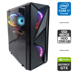 Игровой ПК 1stPlayer F4 FireRose Tower / Intel Core i7-4770 (4 (8) ядра по 3.4 - 3.9 GHz) / 16 GB DDR3 / 480 GB SSD + 1000 GB HDD / nVidia GeForce GTX 960, 4 GB GDDR5, 128-bit / 500W + Кабели (DVI или HDMI) и питания