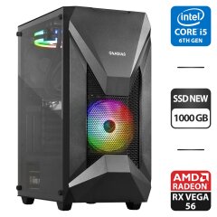 Игровой ПК Athena E1 Elite Tower NEW / Intel Core i5-6500 (4 ядра по 3.2 - 3.6 GHz) / 16 GB DDR4 NEW / 1000 GB SSD NEW / AMD Radeon RX Vega 56, 8 GB HBM2, 2048-bit / HDMI + Wi-Fi адаптер, кабели подключения